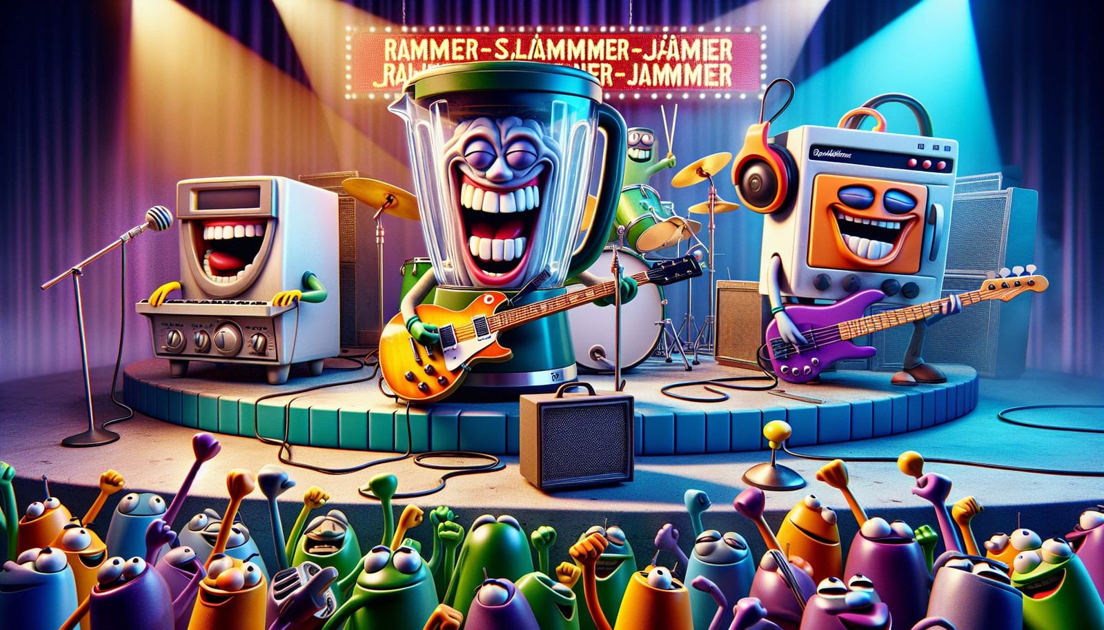 Animated Appliances Rock in 3D Cartoon Concert