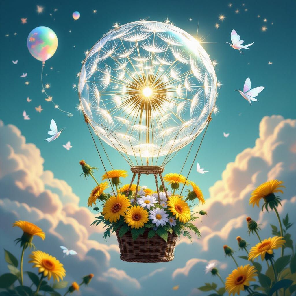 Ethereal Filigree Being in Dandelion Balloon