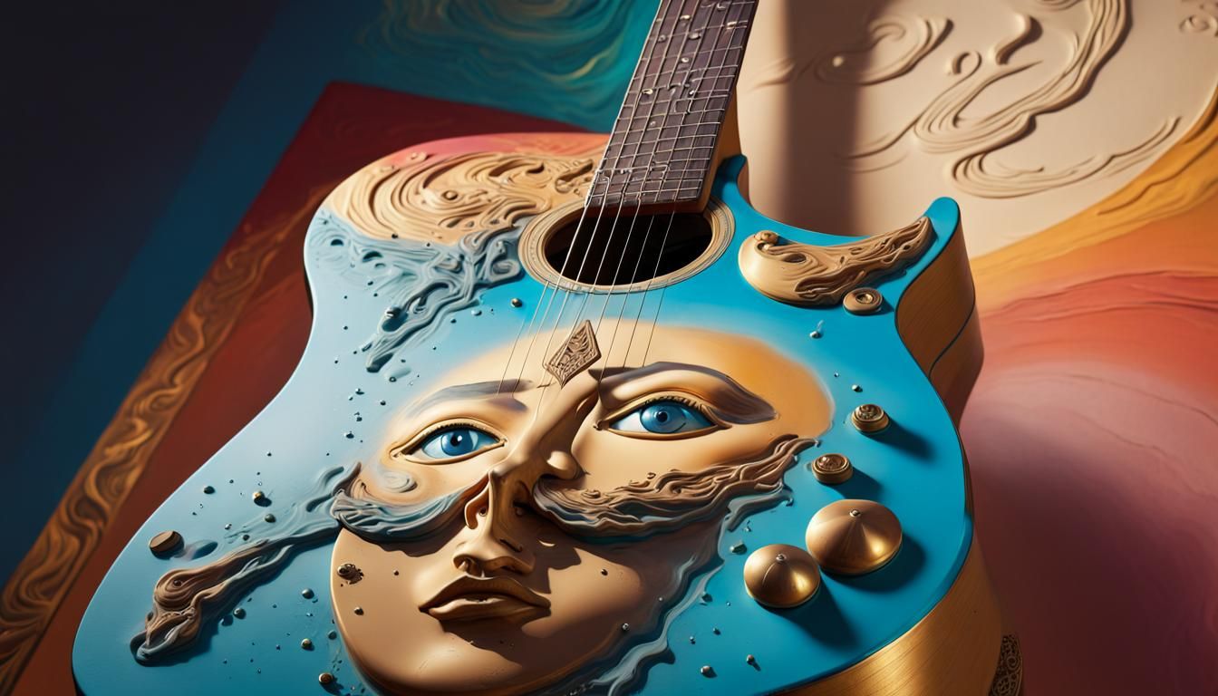 Surreal Guitar in Egypt, Salvador Dali Style