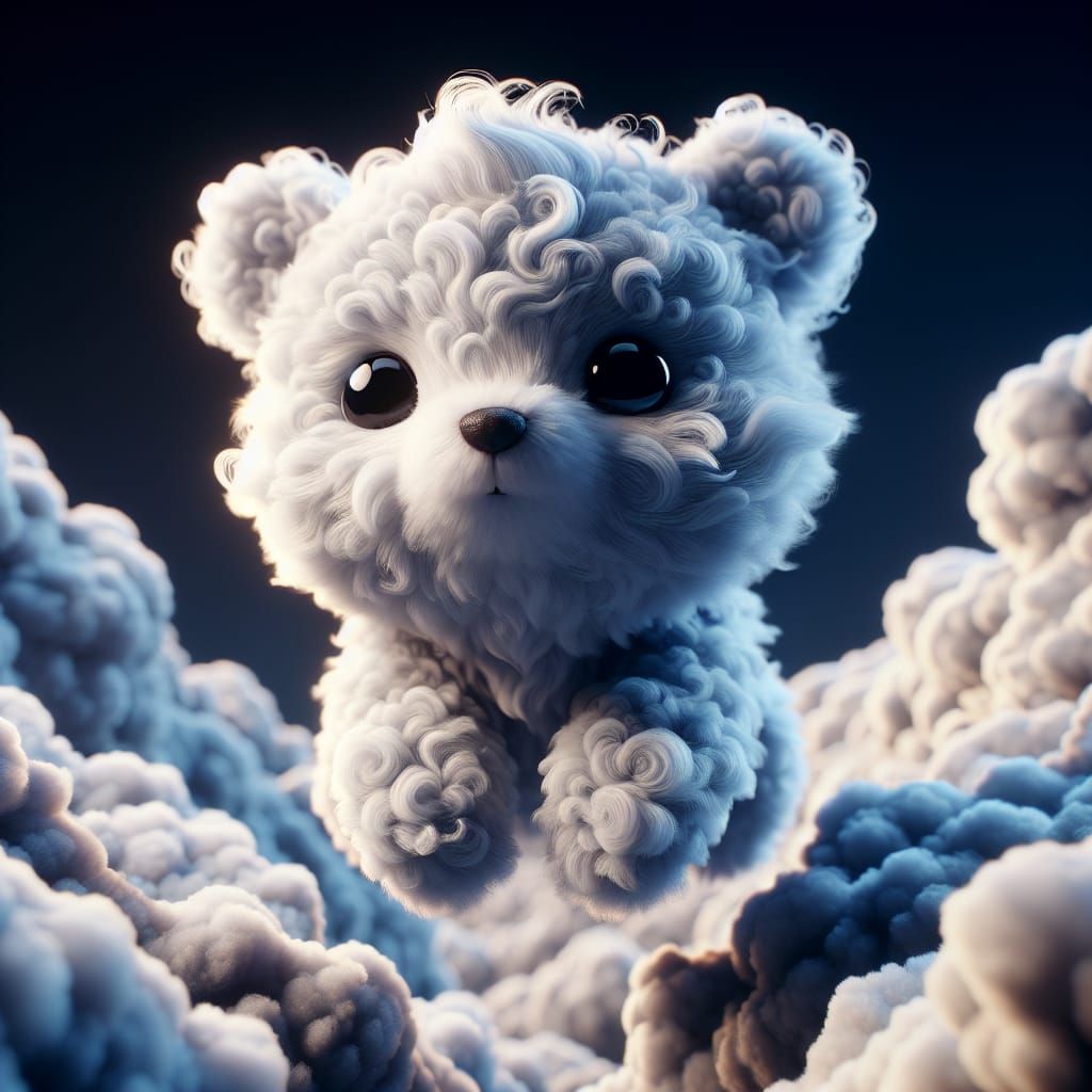 Adorable Fluffy Bear Cub in Zentangle Claymation Style