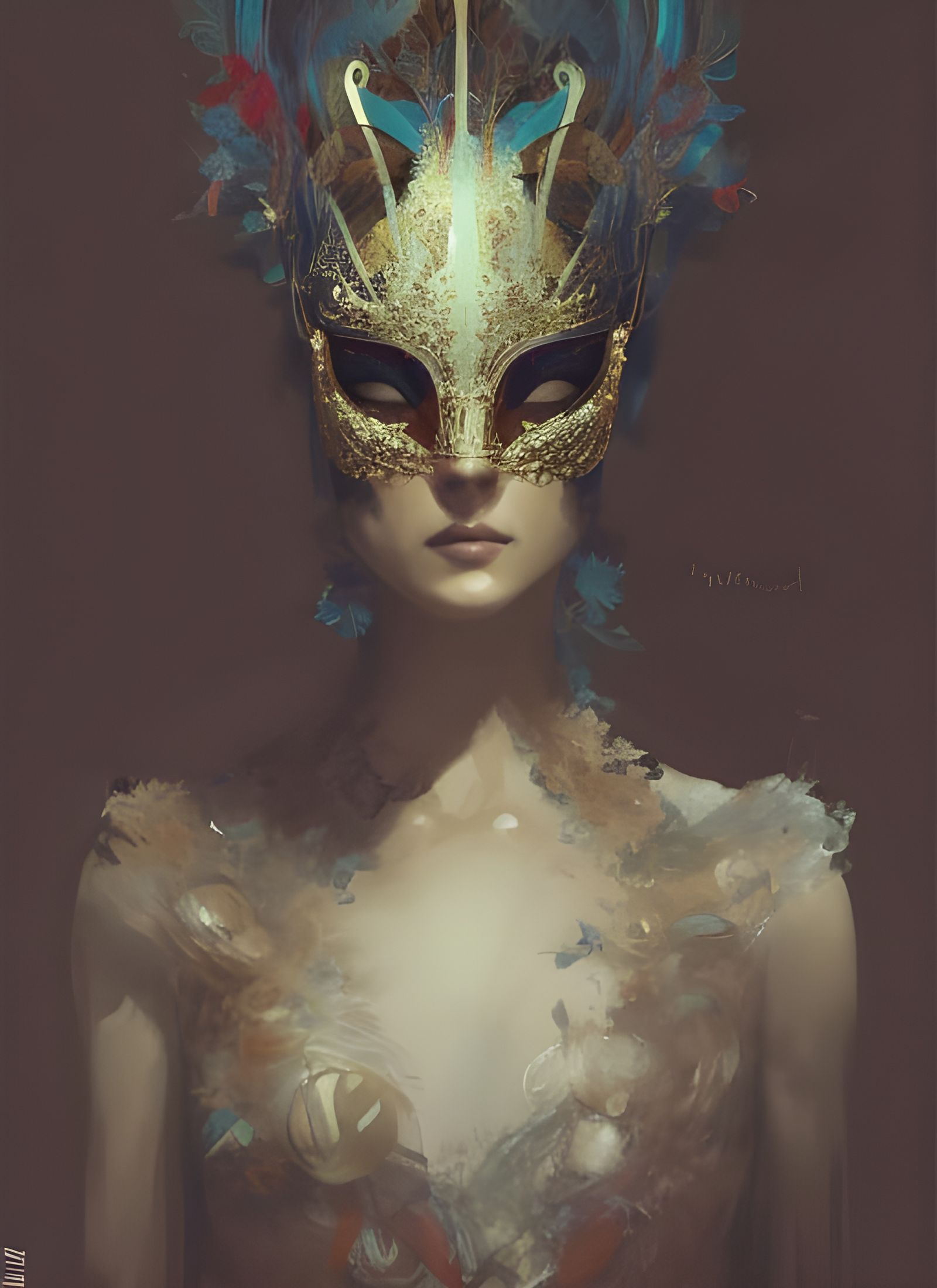 Elegant Masquerade Queen Portrait Illustration