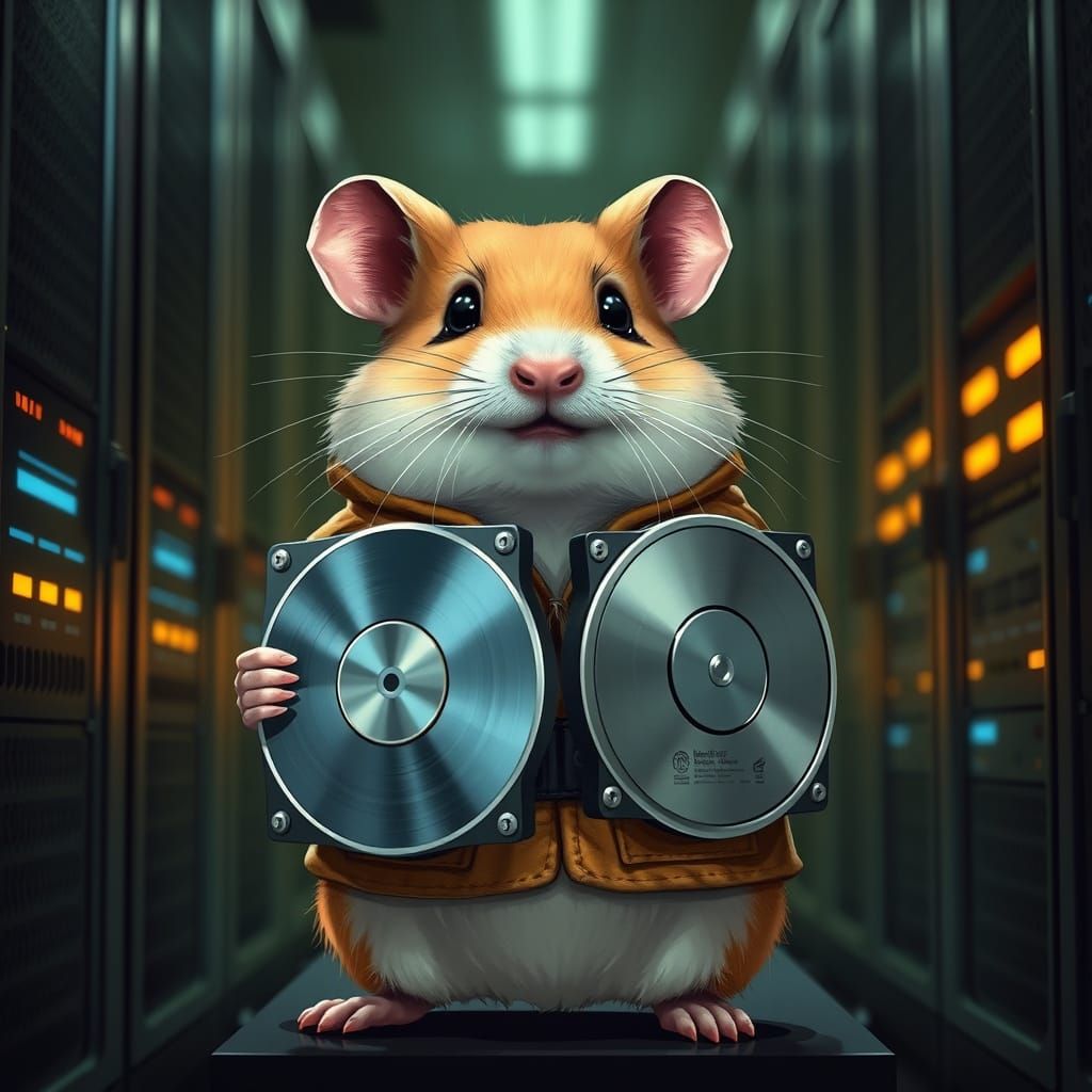 Server Hamster as Shield in Retro-Futuristic Data Center
