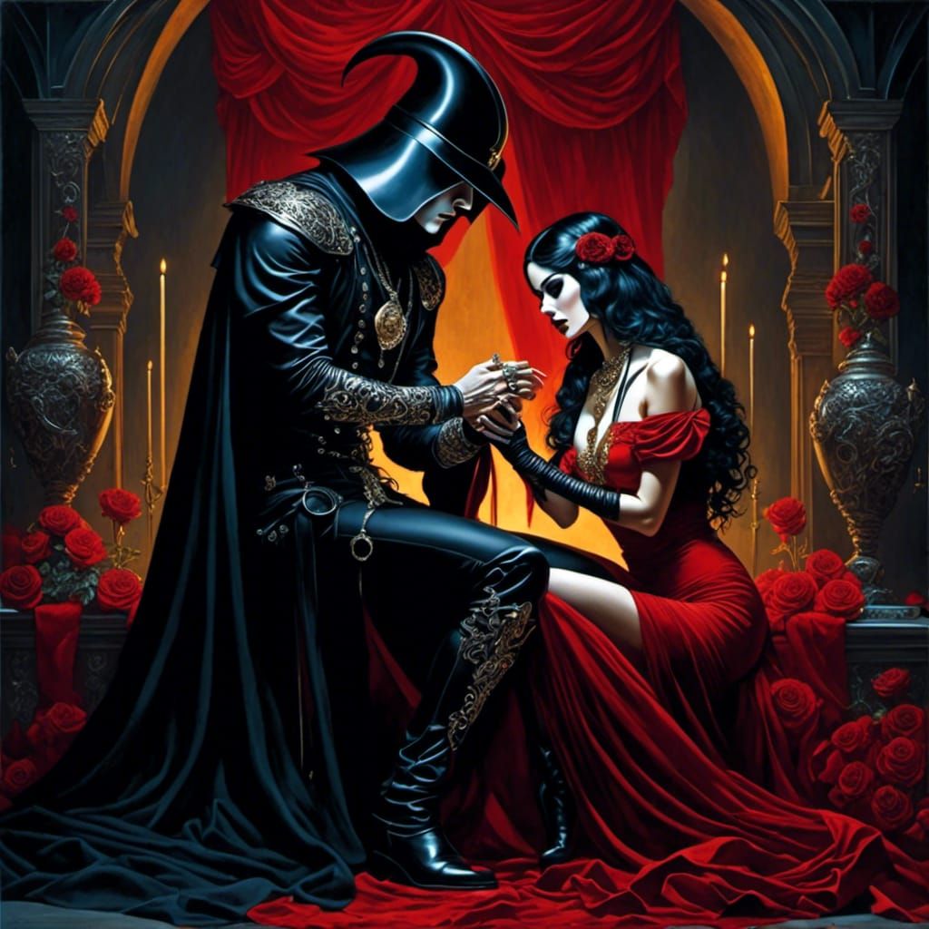 Grim Reaper Proposes to a Vibrant Lady