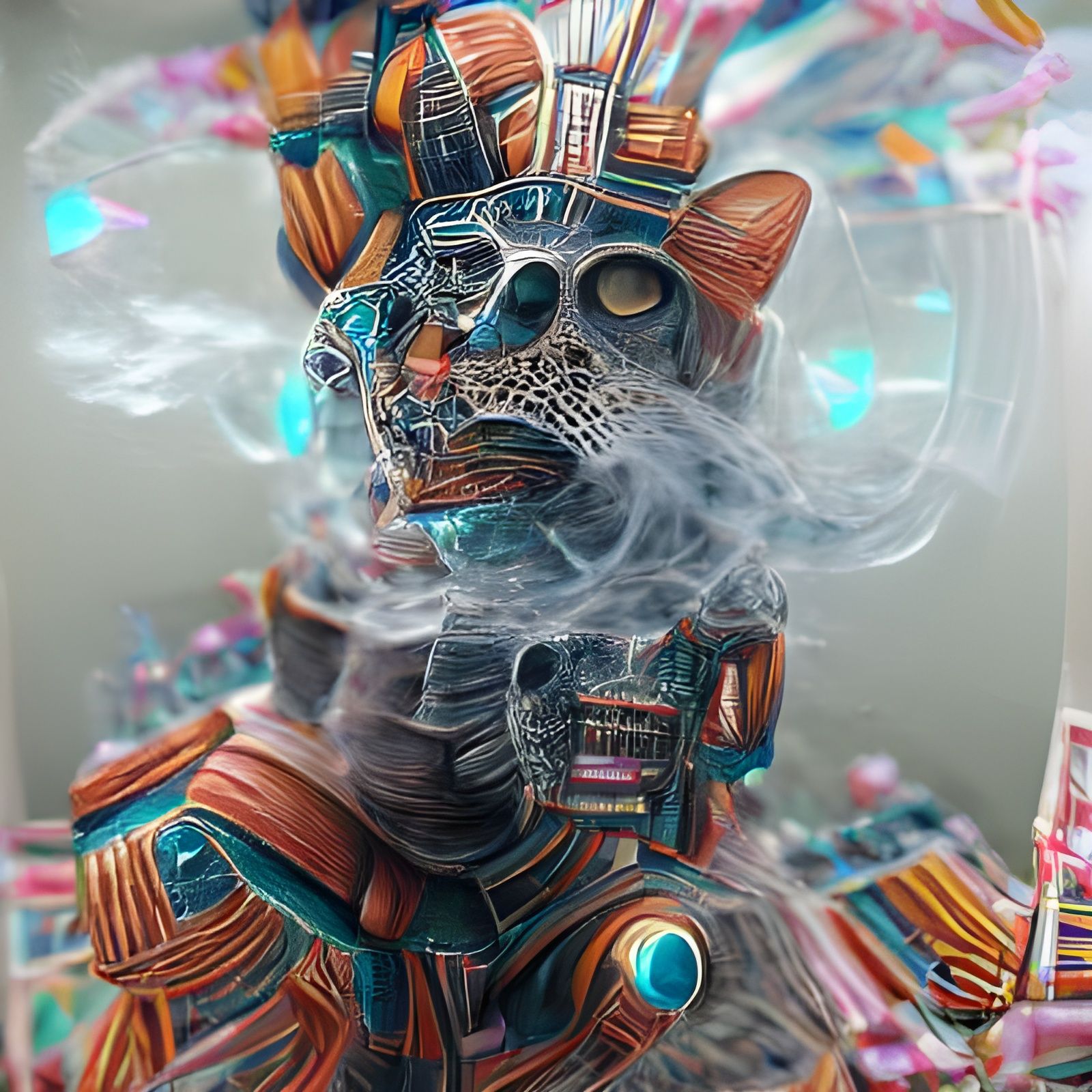 Tezcatlipoca: Holographic Cosmic Illustration in Mixed Media