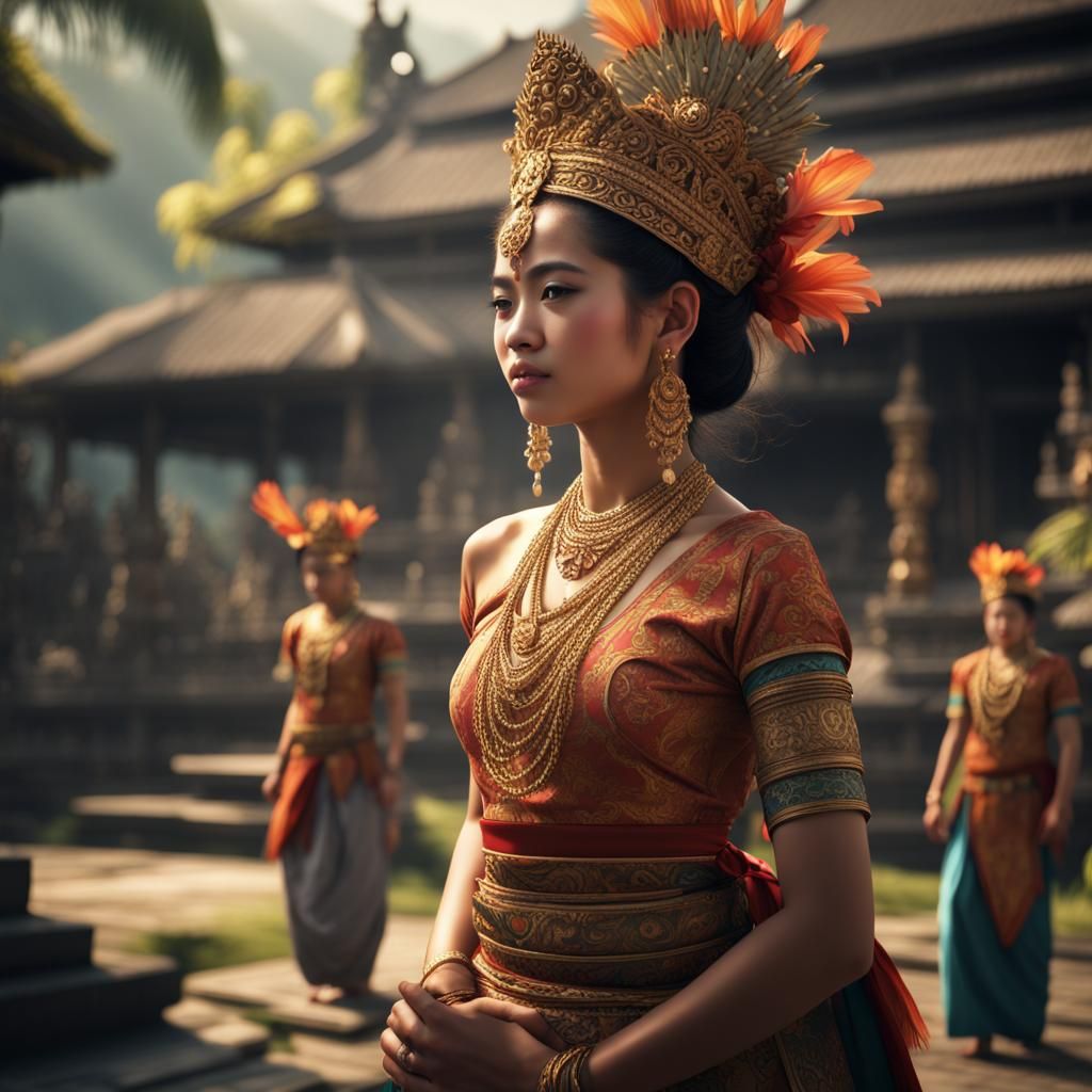 Balinese Woman in Traditional Dance: Digital Painting