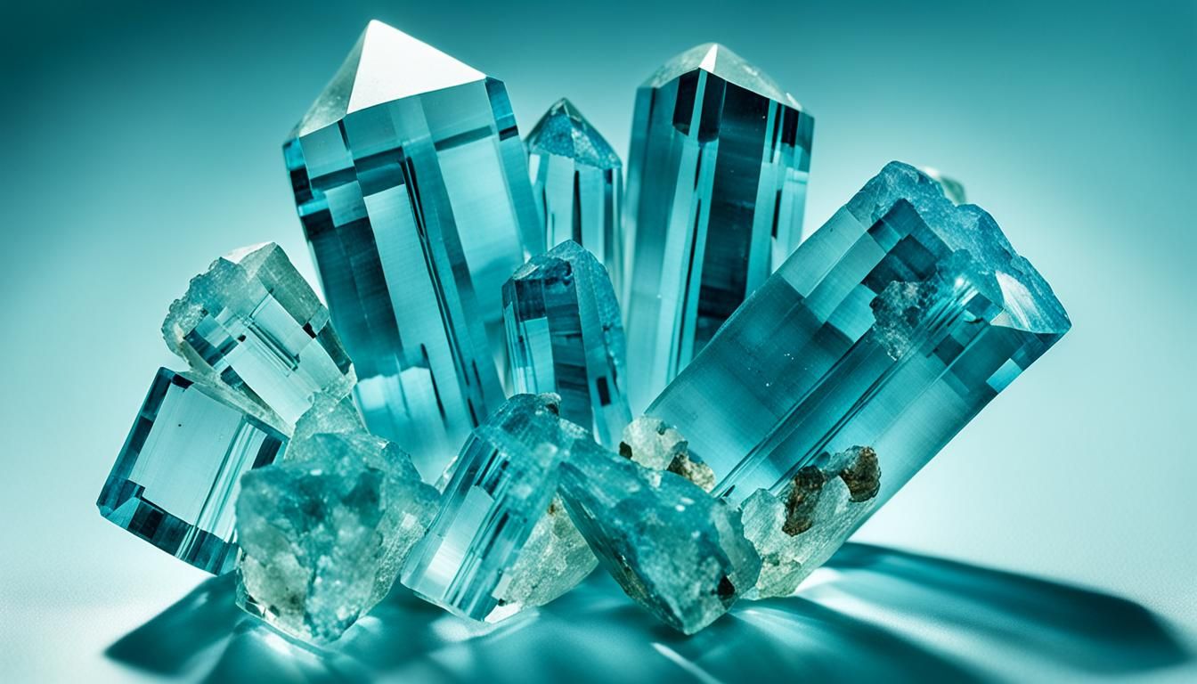 Aquamarine Crystal with Pyramid Structure in 3D