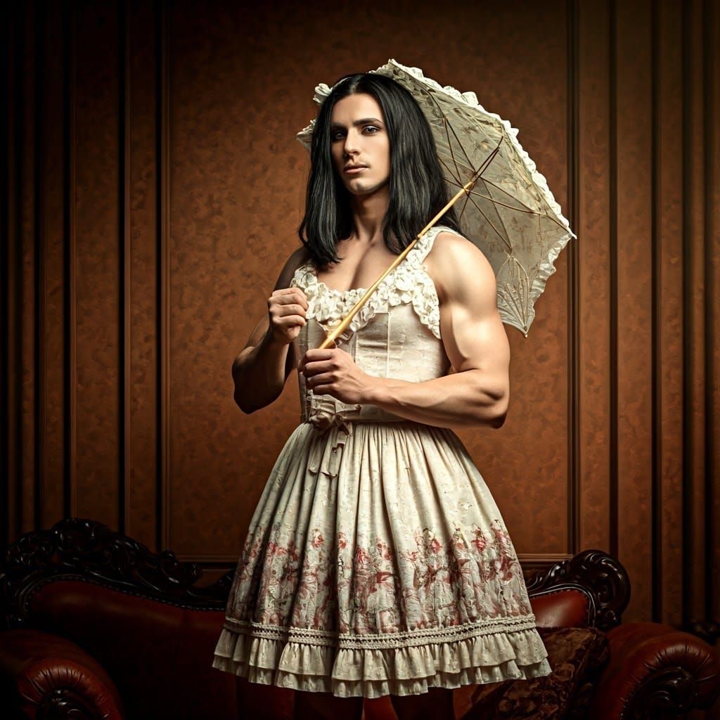 Muscular Man in Gothic Lolita Dress