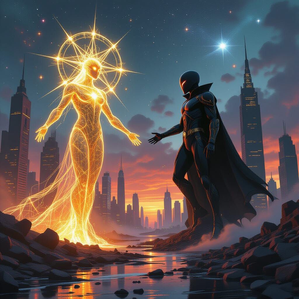 Cosmic Gods Battle Above Shattered Earth