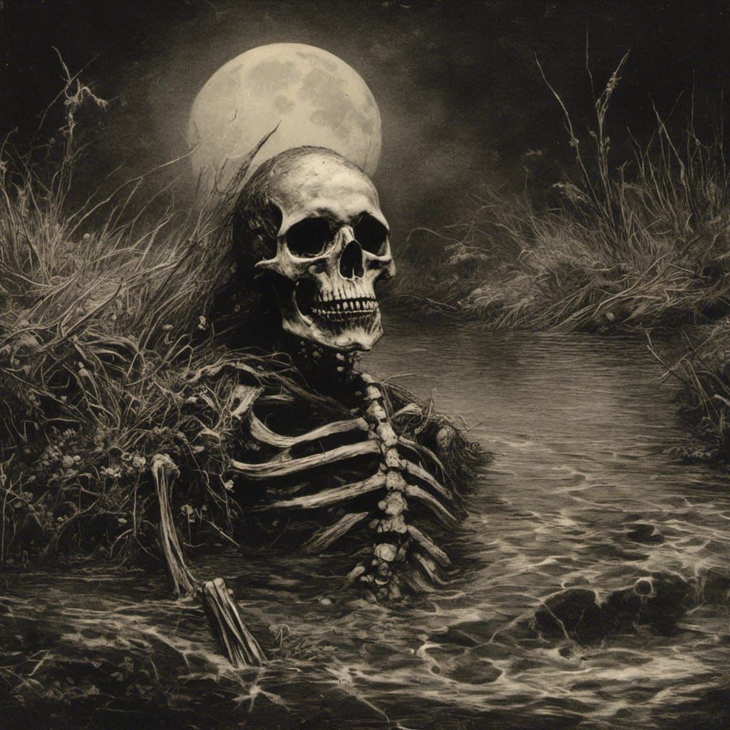 Lizard-Scale Skeleton Portrait in Vintage Style