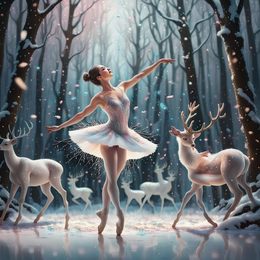 Ballerina's Bioluminescent Winter Celebration