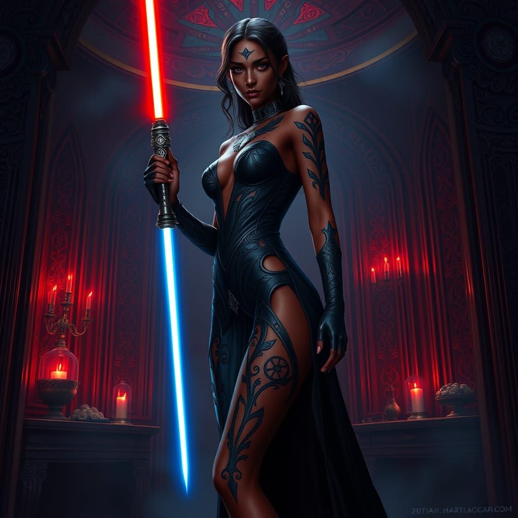 Sith Pureblood Woman in Regal, Seductive Attire