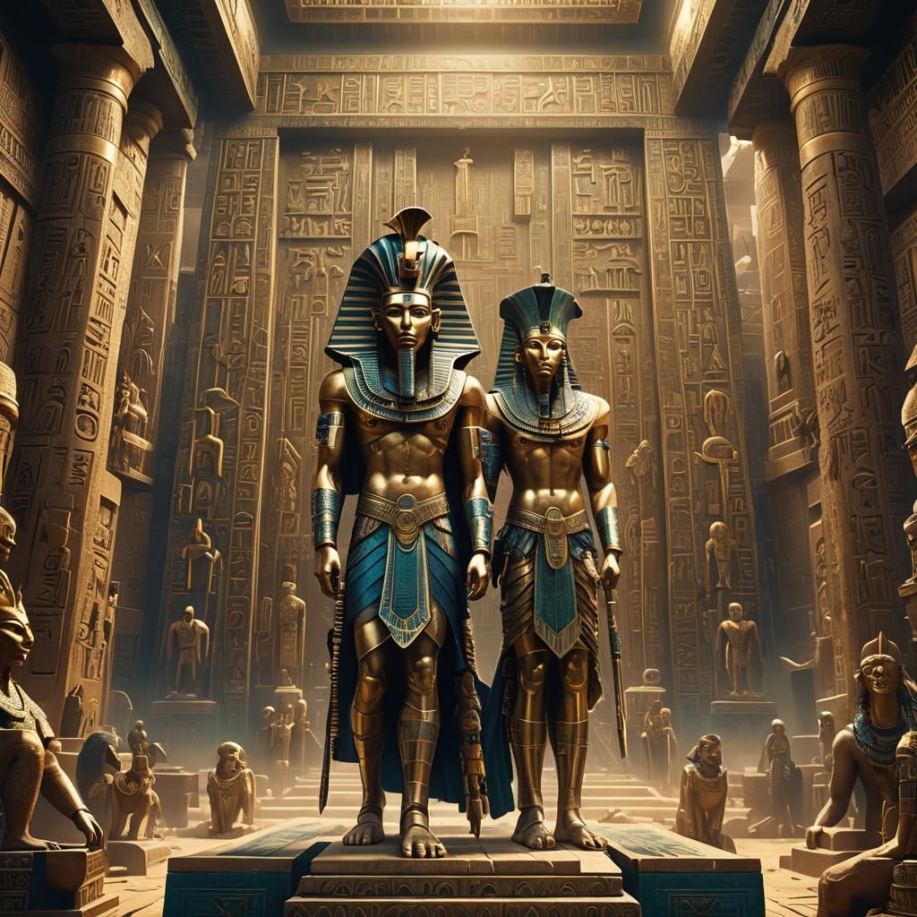 Majestic Ra with Egyptian Gods in Golden Temple