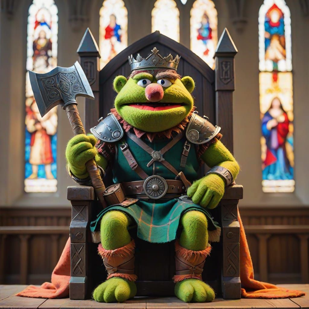 Epic Scottish Muppet Woodcutter in Regal Power Pose