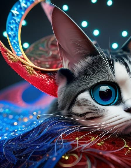 Alberto Seveso Art, cat sitting in front of an american flag, 
highly detailed by artist "Kerby Rosanes",by "Igor Kufaye...