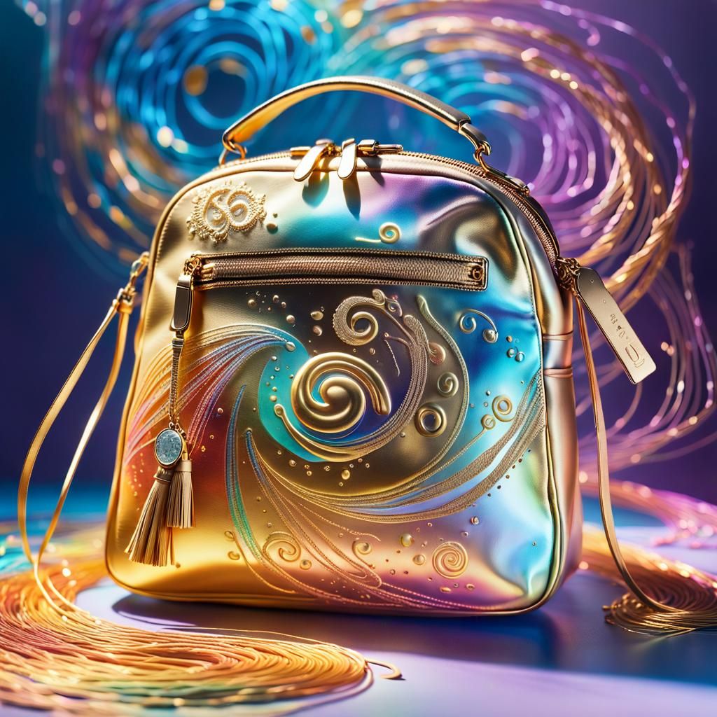 Golden Energy Purse in Abstract Expressionism Style
