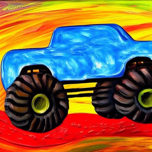Monster Truck in Expressionist Oil Painting Style