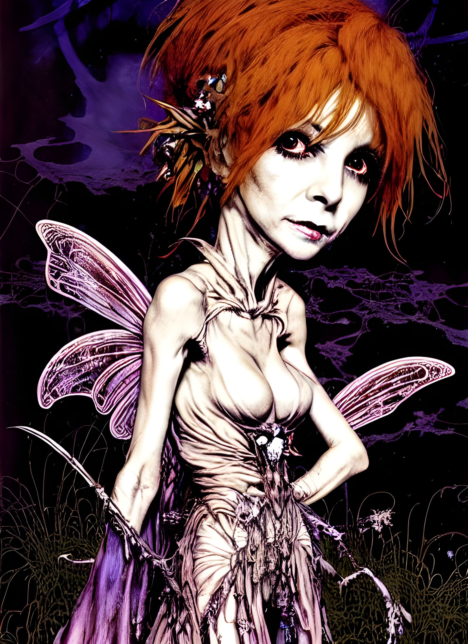 Chibi Mylène Farmer as Fairy in Post-Apocalyptic Style