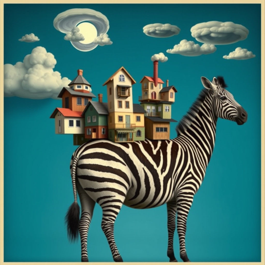 Whimsical Zebra with Multi-Unit Housing