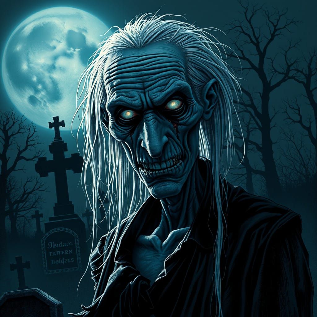 Ethereal Gaunt Old Man in Dark Fantasy Horror