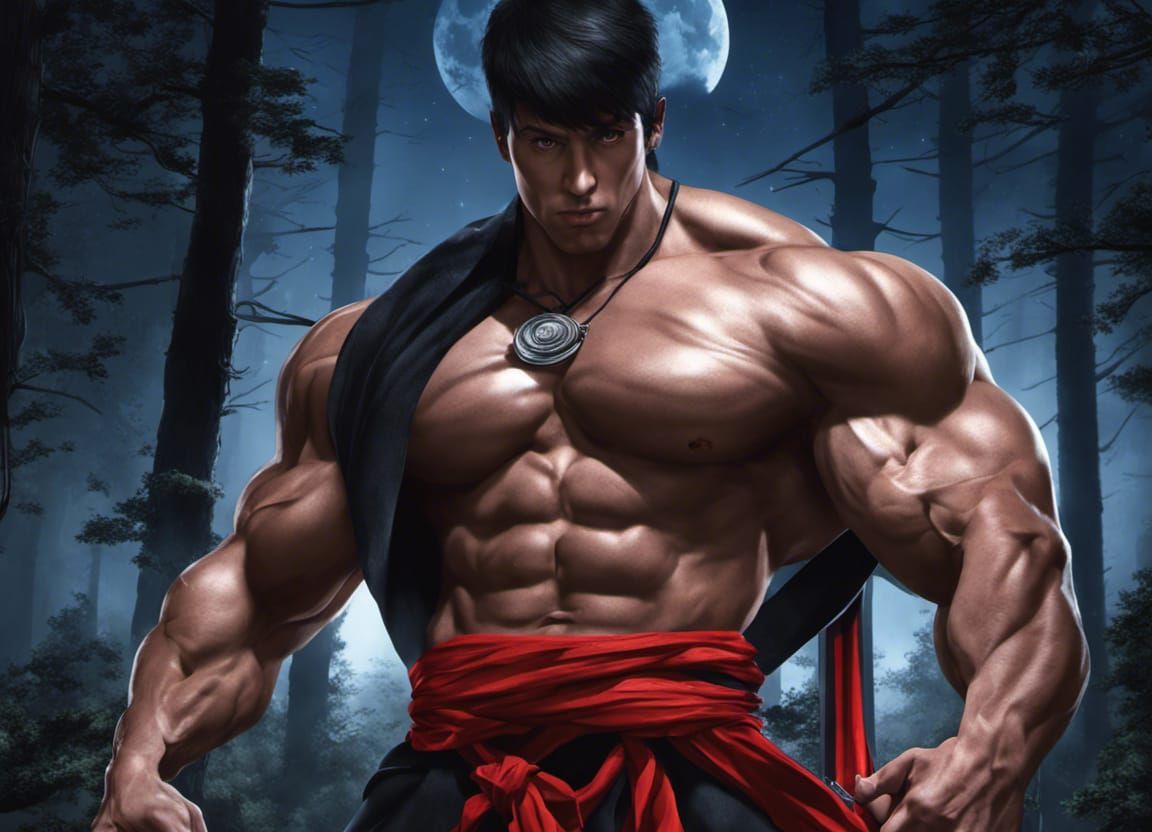 Massive Bodybuilder Ninja with Red Scarf