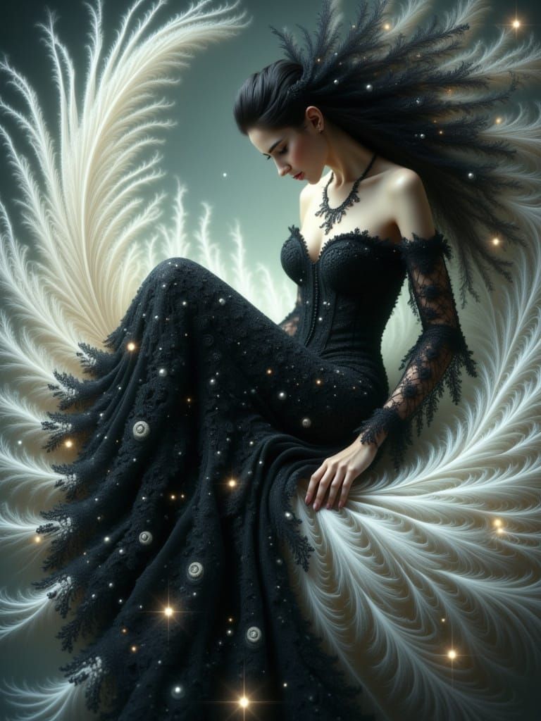 Elegant Victorian Lady in Mournful Pose