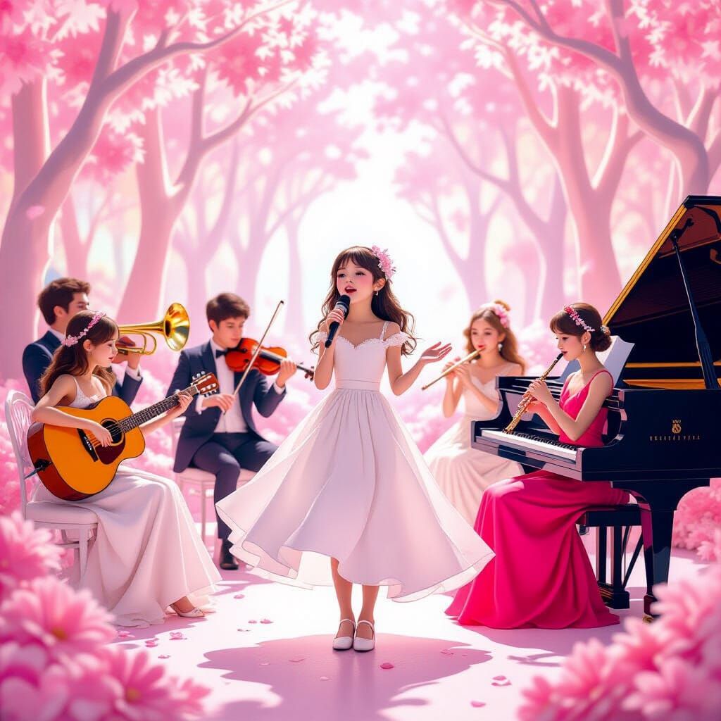 Whimsical Forest Concert with Diverse Musicians