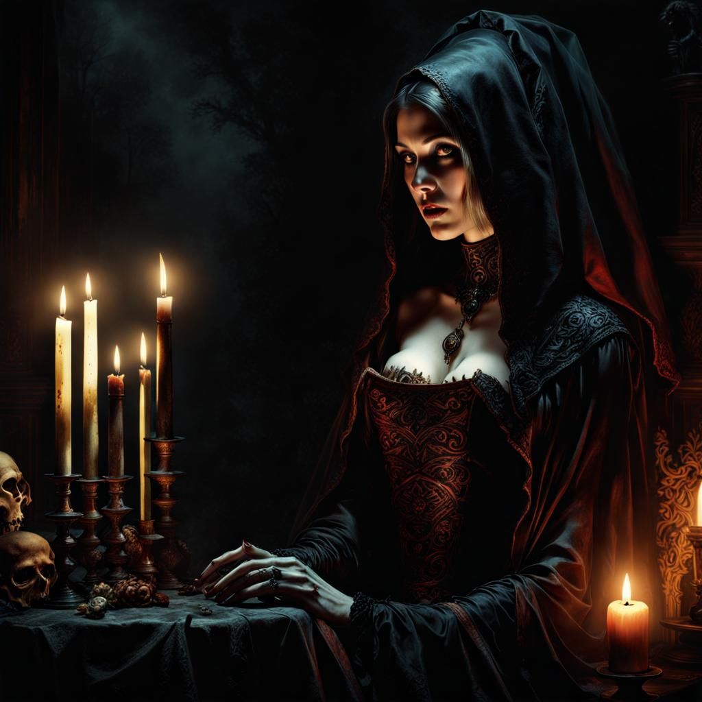 Necromancer and Zombie in Gothic Horrorcore Style