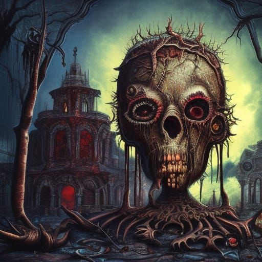 Decaying All-Seeing Eyeball: Gothic Horror Concept Art