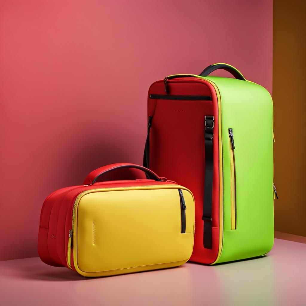 Laptop Backpack Product Shot in Red, Yellow and Green