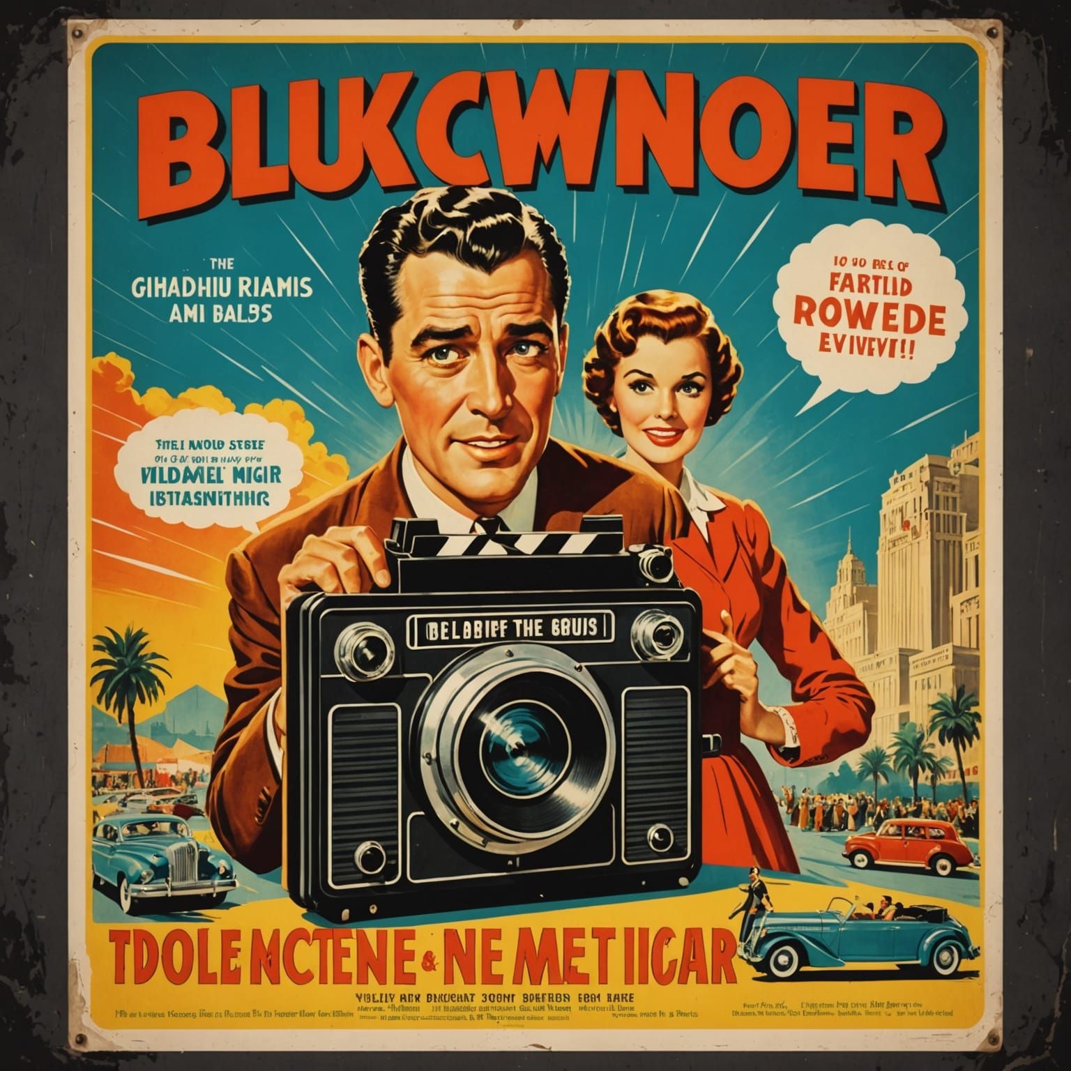 Retro Blockbuster Film Poster in Whimsical Style