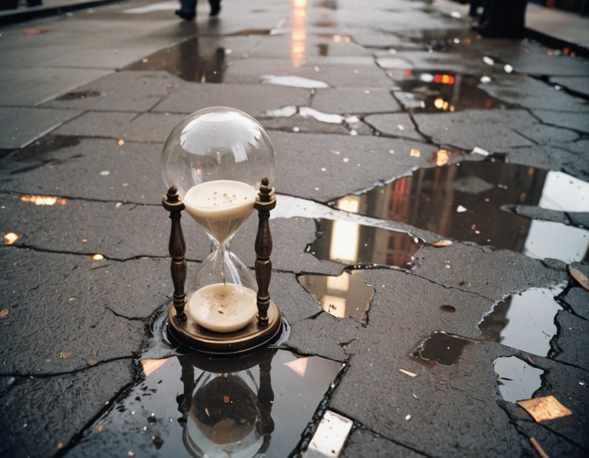 Broken Hourglass in 1980s New York, Lo-Fi Photo