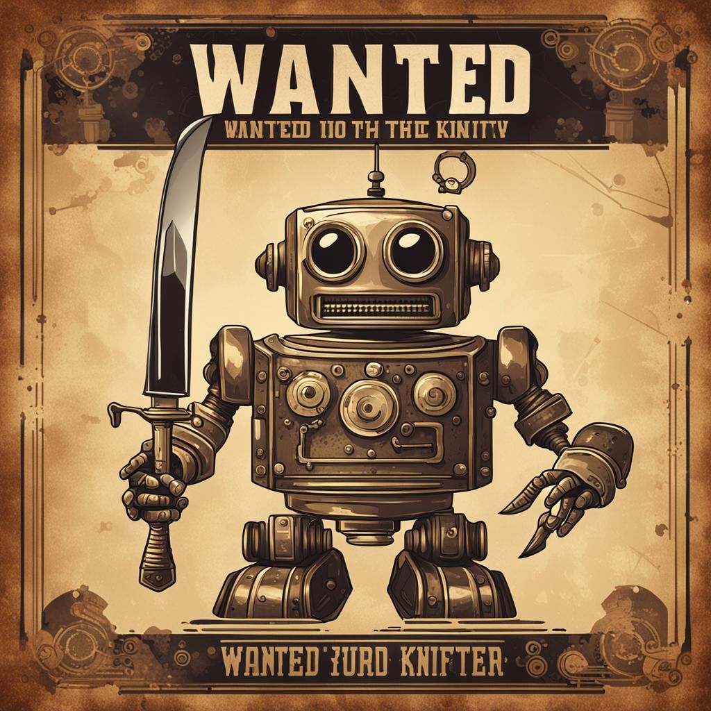 Retrofuturistic Wanted Poster of Smiling Robot