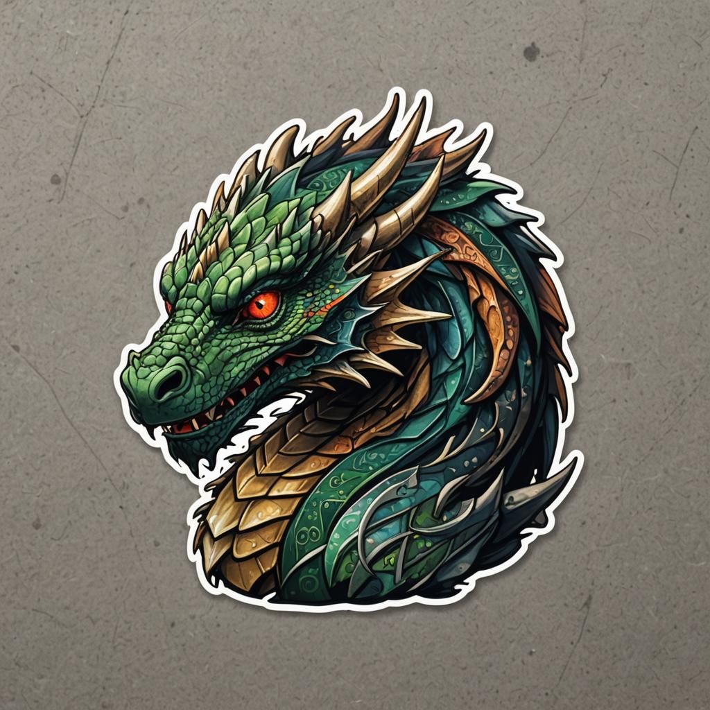Colorful Dragon Sticker Art