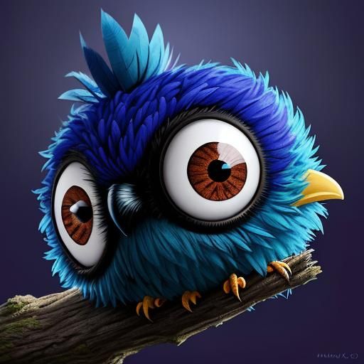 Googly-Eyed Baby Owl in Gothic-Punk Fairytale Scene