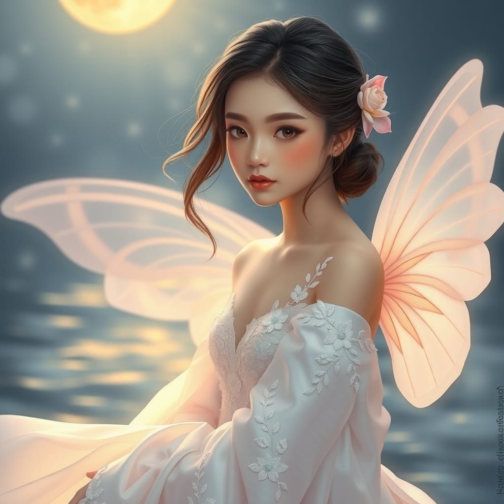 Ethereal Spring Fairy in Silk Gown