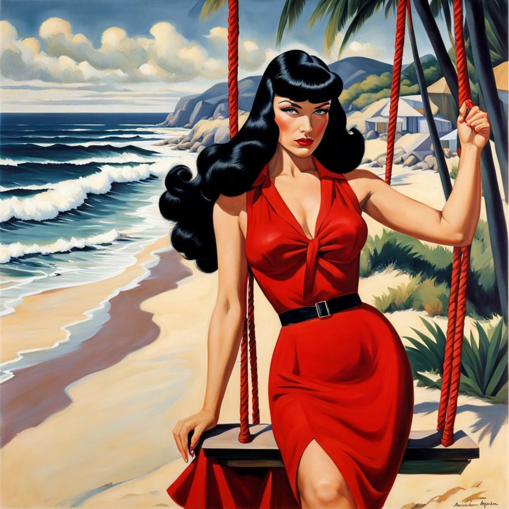 Bettie Page Portrait in Art Deco Style