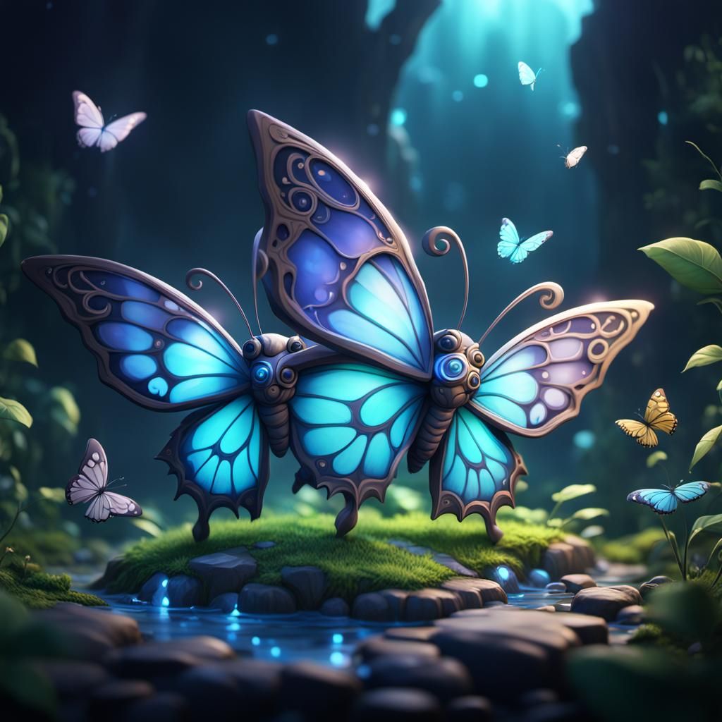 Chibi Lighting Butterfly in Detailed Matte Painting