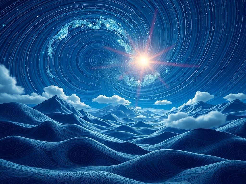 Ethereal North Pole Landscape with Starry Sky