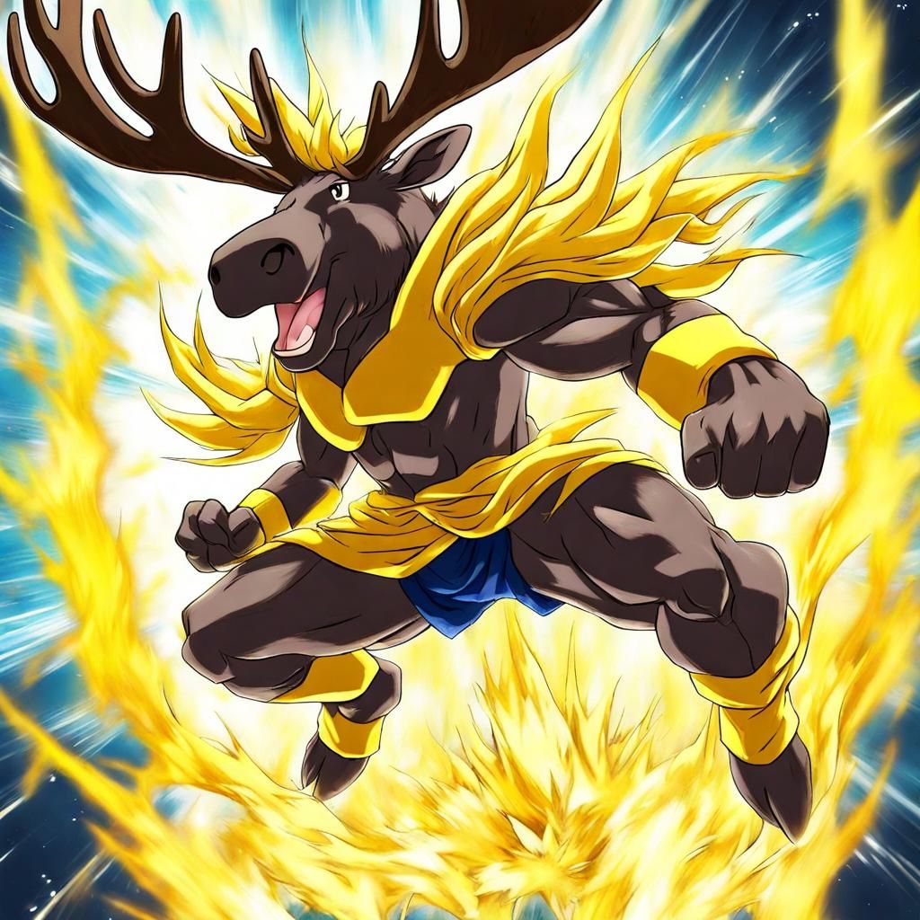 Moose Super Saiyan Transformation in Anime Style