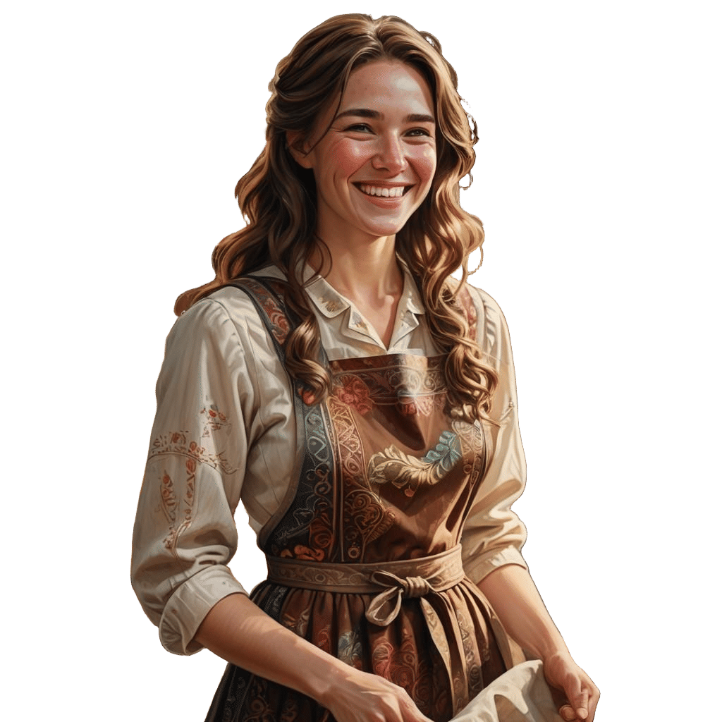 Happy Tradwife Portrait in Hyperrealistic Style