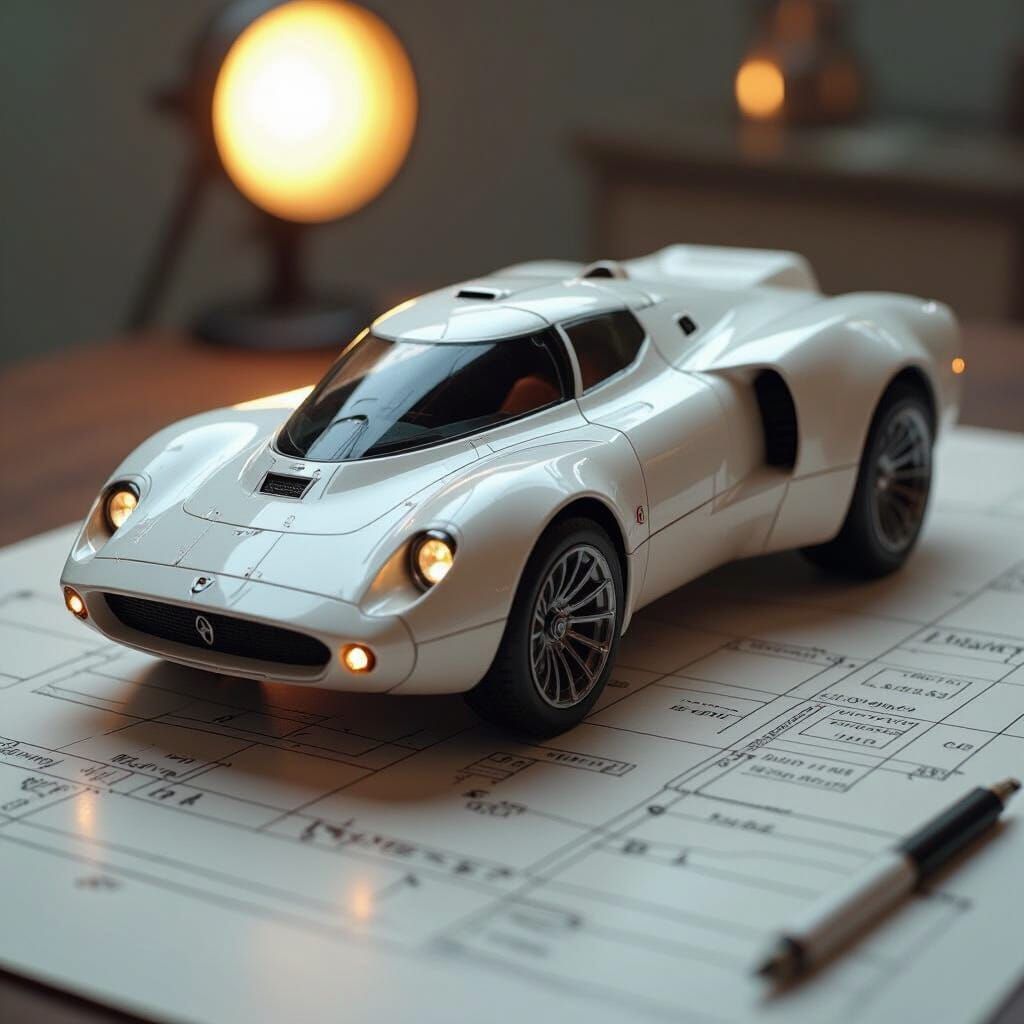 Detailed 3D Model on Table in Futuristic Style