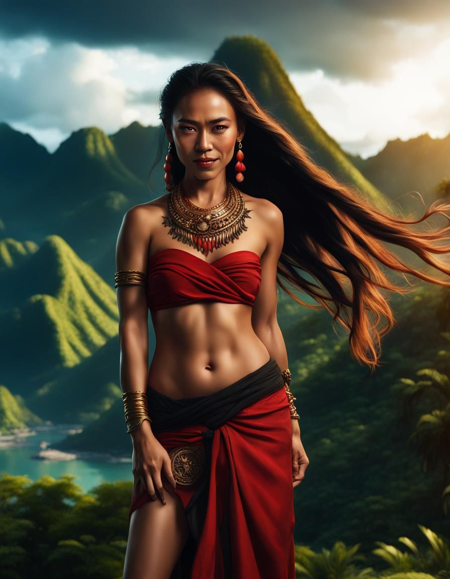 Villainous Filipina Enchantress with Polynesian Tattoos