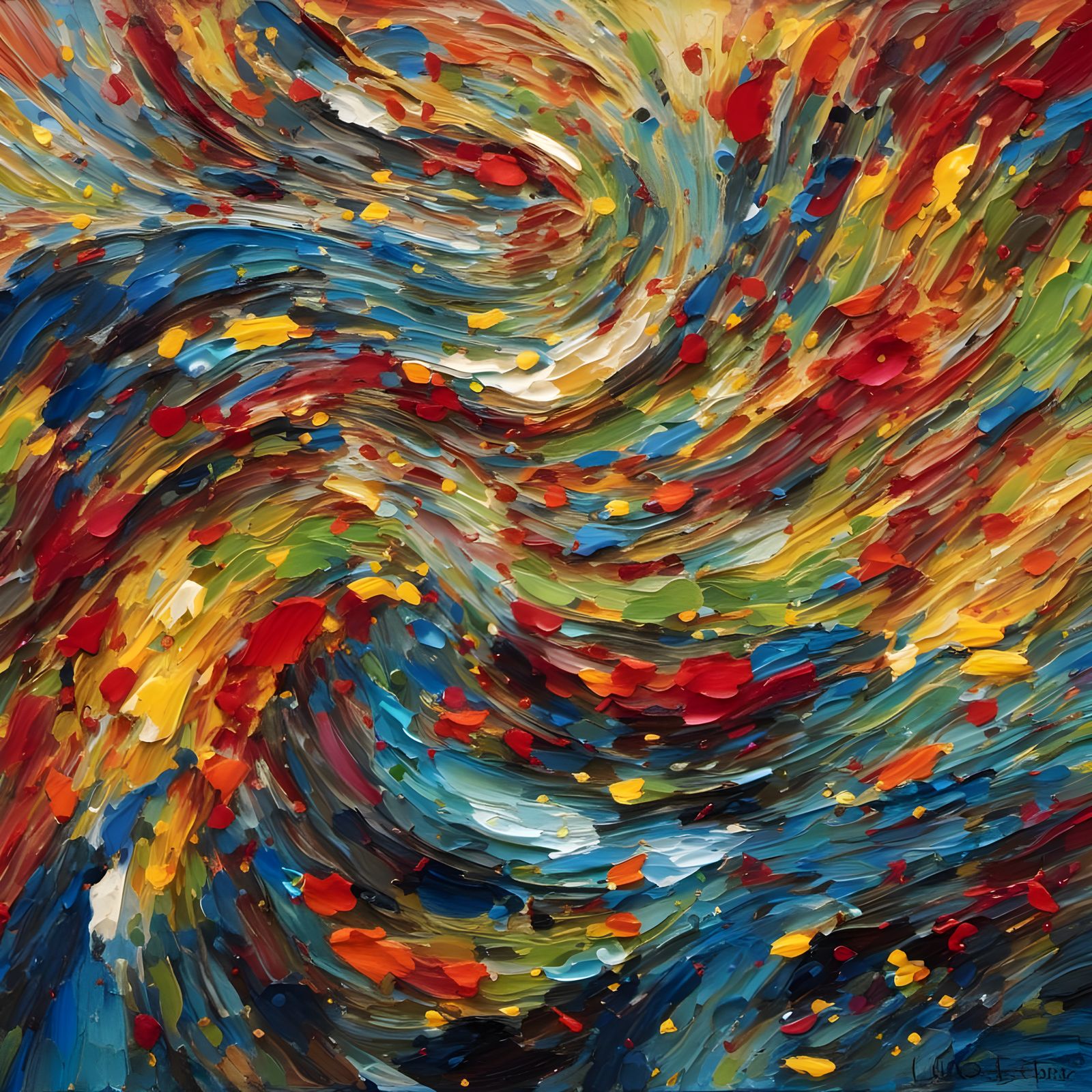 Abstract Expressionist Painting with Sweeping Brushstrokes