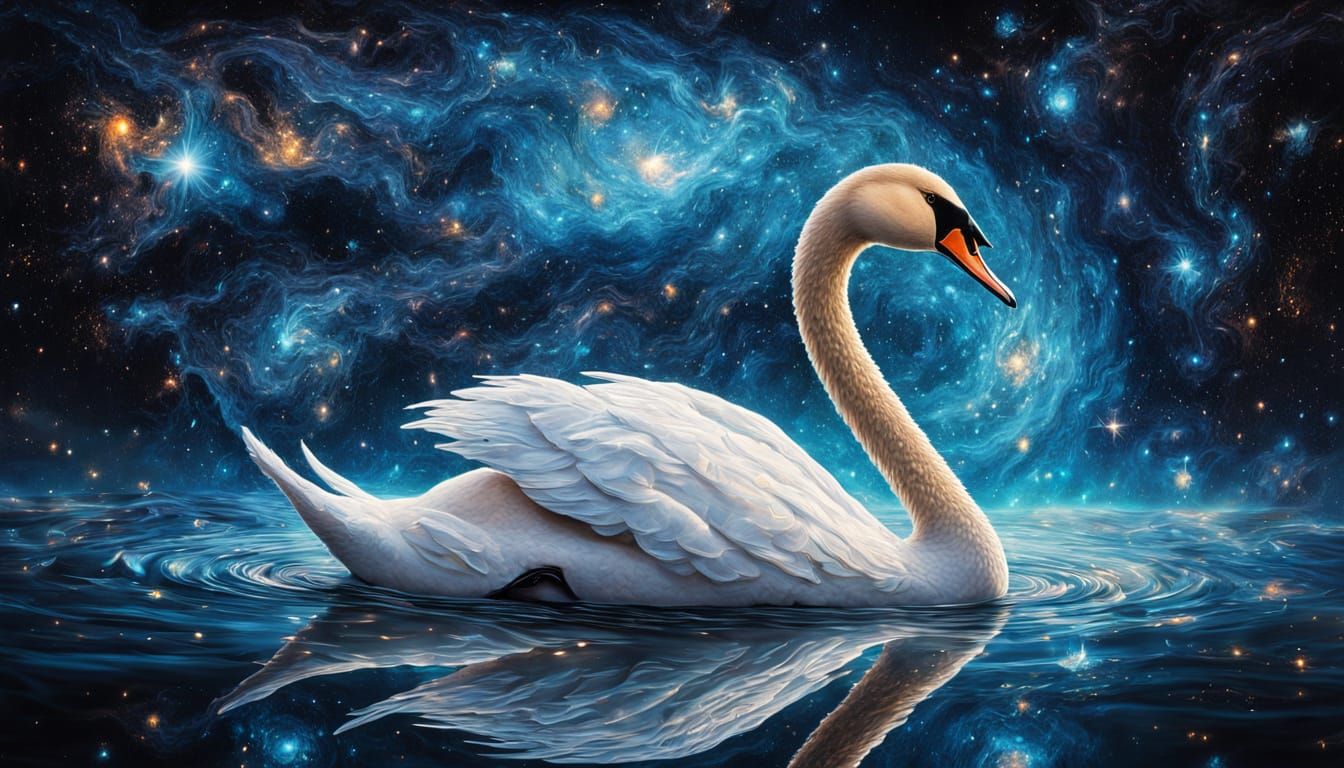 Majestic Nebula Swan on Cosmic Ocean