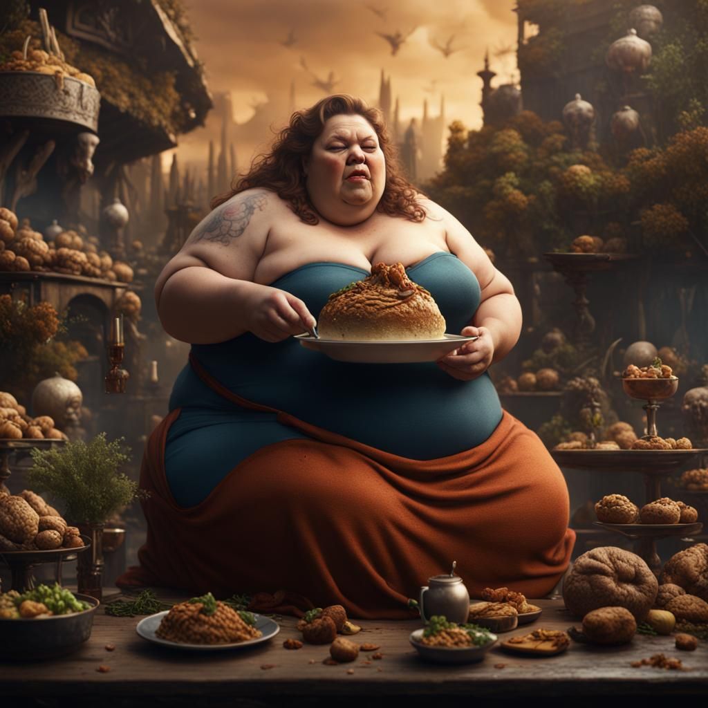 Woman Eats Earth: Detailed Matte Painting