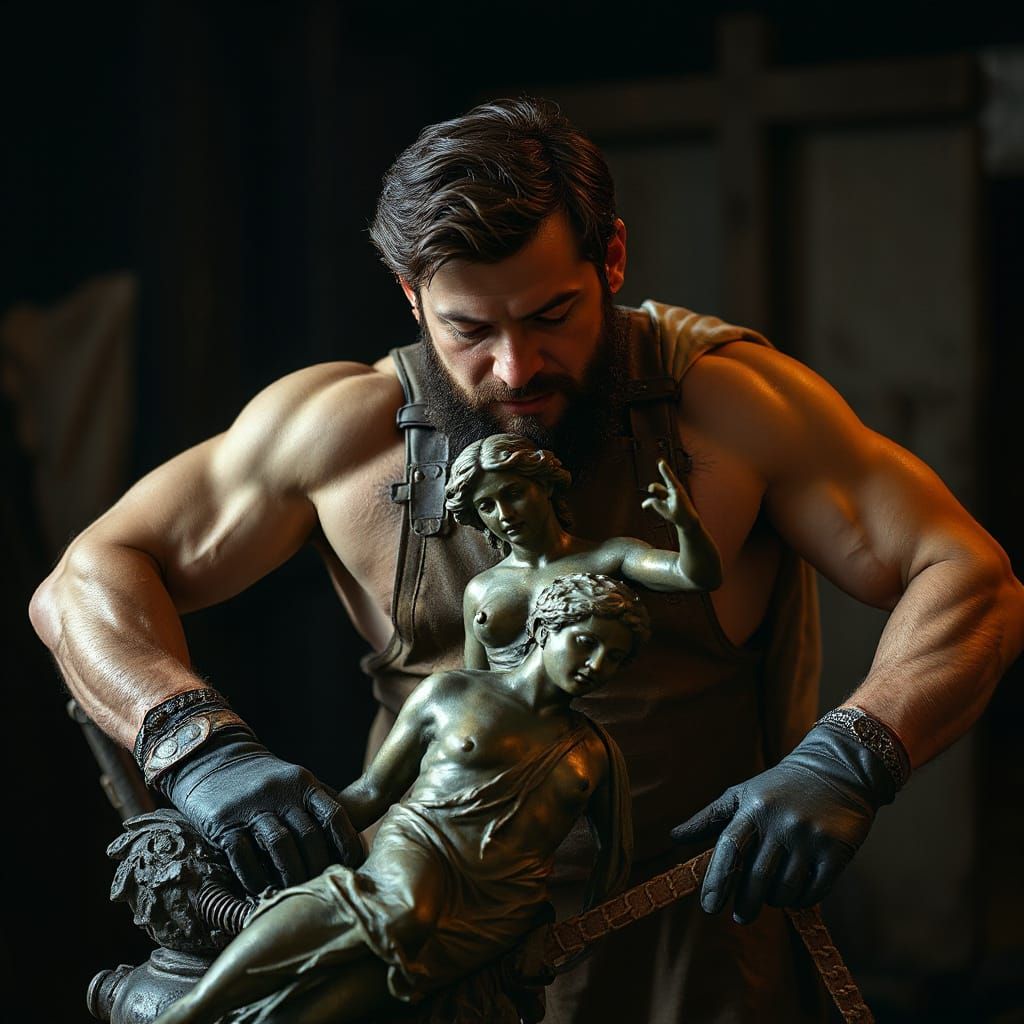 Hephaestus Forging Venus: A Photorealistic Masterpiece