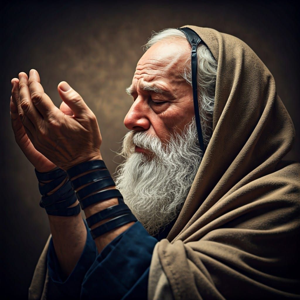 Orthodox Jew in Prayer: Cinematic Portrait