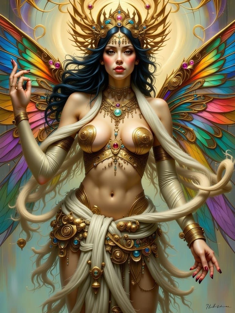 Sensual Faerie Woman with Multiple Limbs in Ethereal Mist