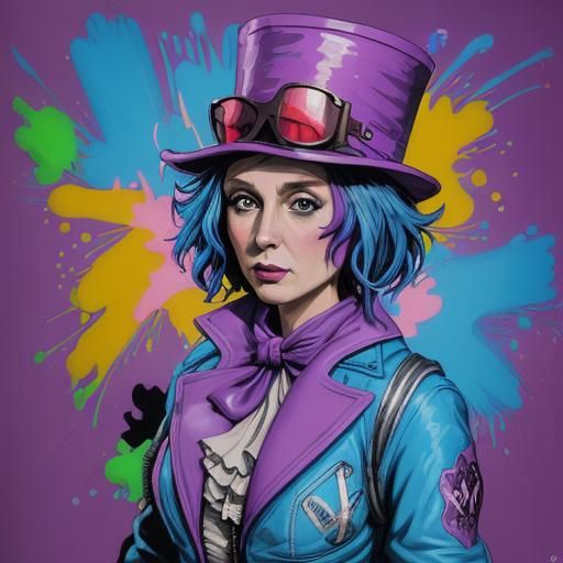 Female Willy Wonka in Graffiti Art Style