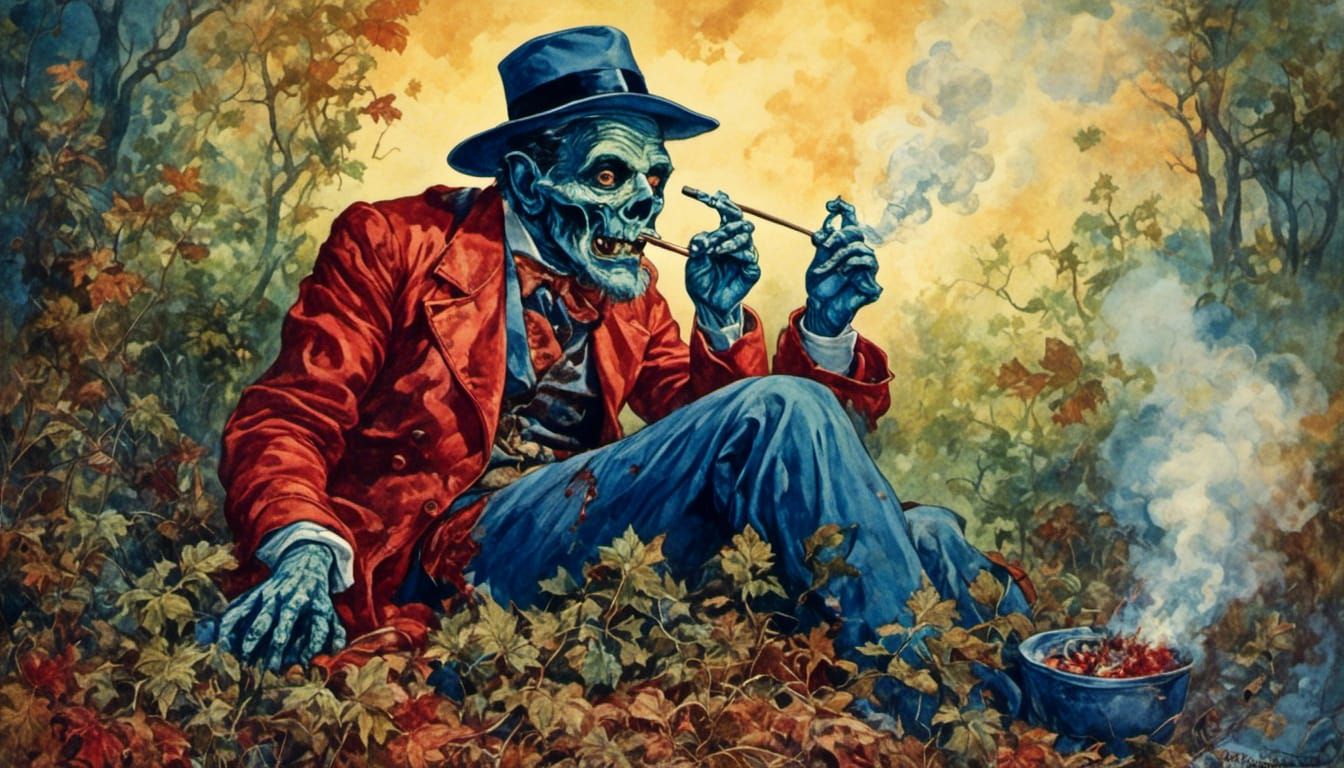 Zombie Smoker in Retro Rockabilly Style